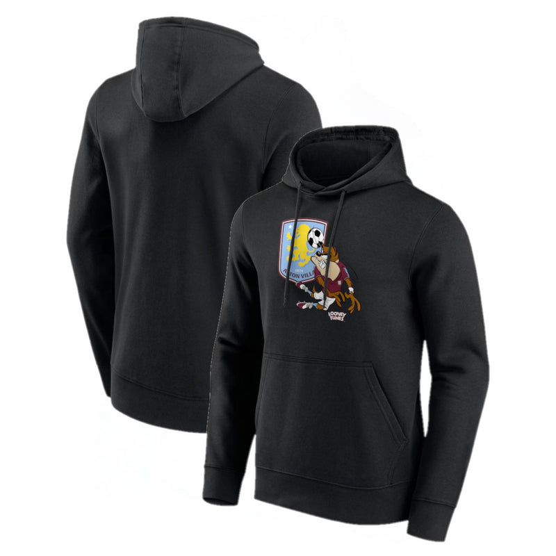 Aston Villa Men's Hoodie Football Looney Tunes Taz Graphic Top
