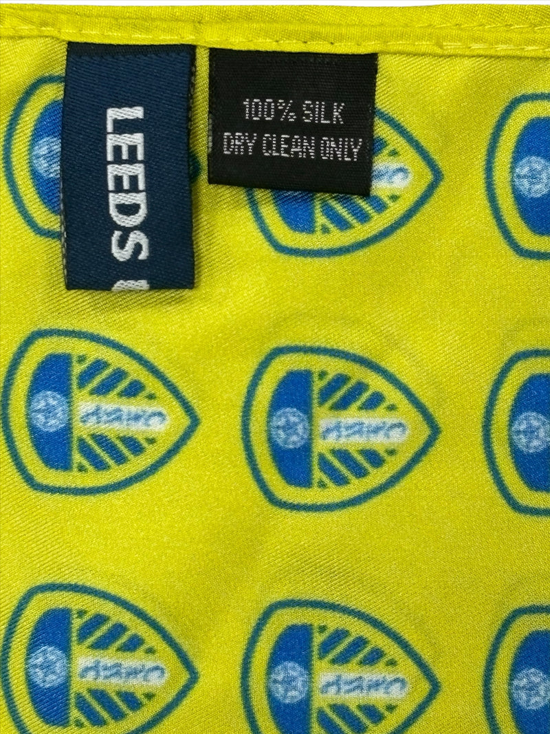Leeds United Pocket Square Football LUFC Crest Silk Pocket Square