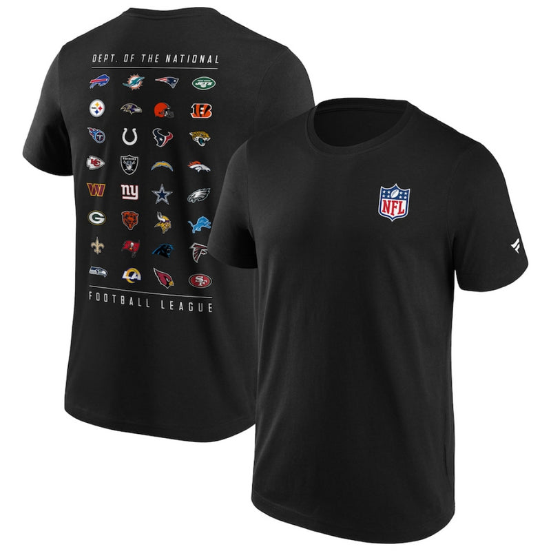 NFL Shield Logo T-Shirt Men's All Team Graphic Black Top