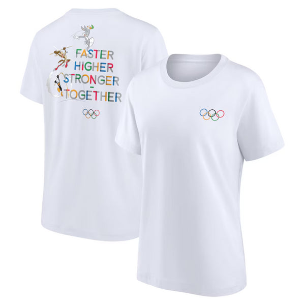 Paris 2024 Women's T-Shirt Olympics Looney Tunes White Top