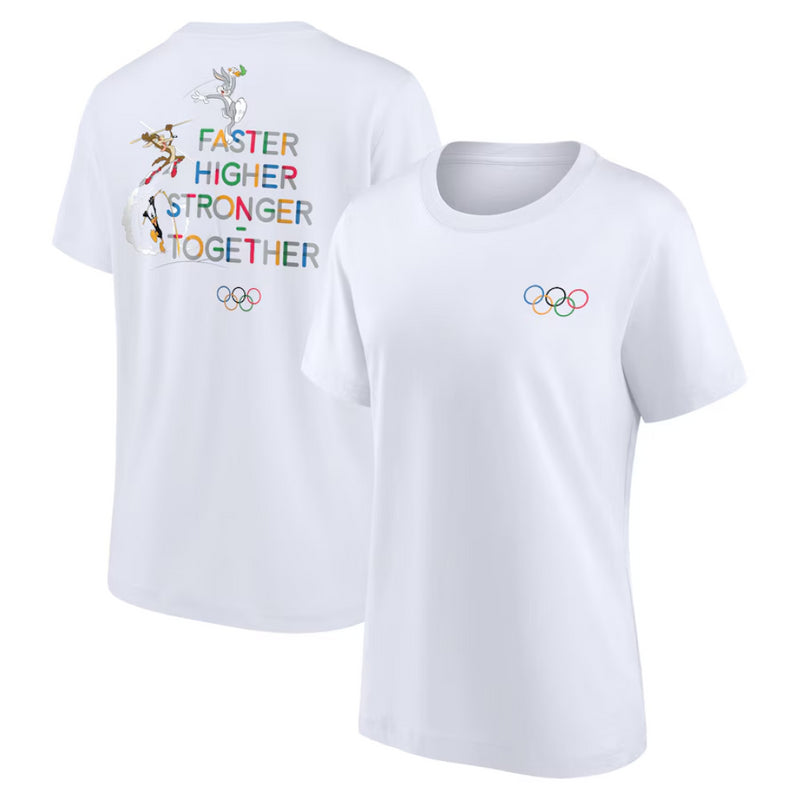 Paris 2024 Women's T-Shirt Olympics Looney Tunes White Top