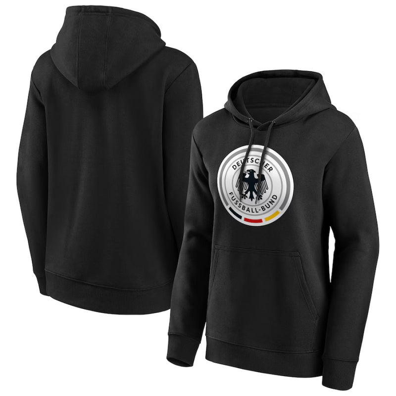 Germany Women's Football Hoodie Black Primary Logo Hoodie