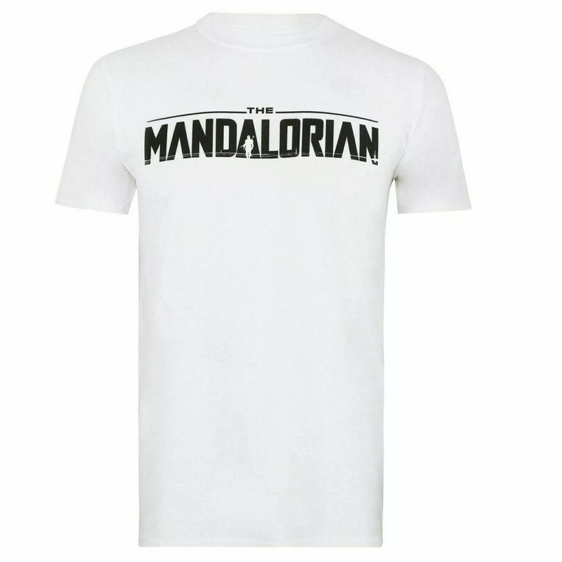 The Mandalorian Men's T-Shirt Star Wars White Logo Top