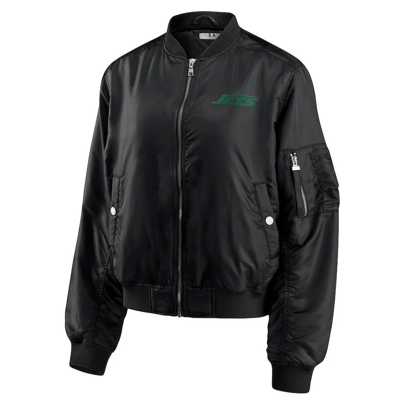 New York Jets Jacket NFL Women's Black Bomber Jacket