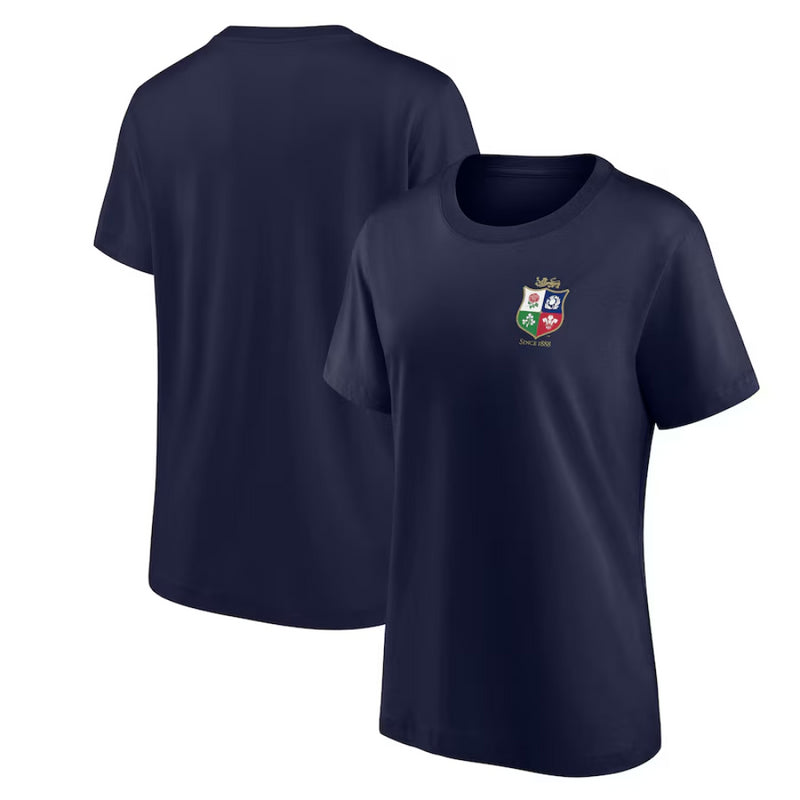British & Irish Lions T-Shirt Women's Rugby Small Crest Navy Top