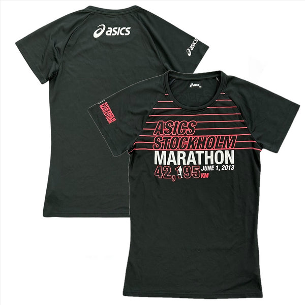 Asics Women's Training T-Shirt Black Stockholm Marathon Top