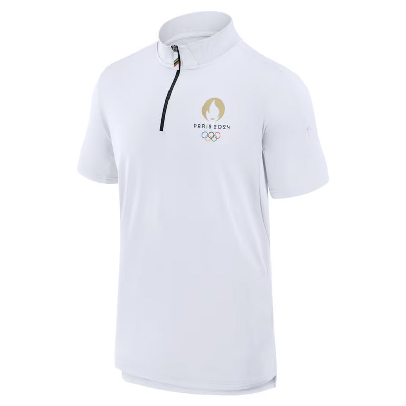 Olympics Men's 1/4 Zip T-Shirt Small Logo White Top