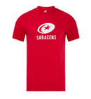 Saracens Men's Rugby T-Shirt Castore Red Core Top
