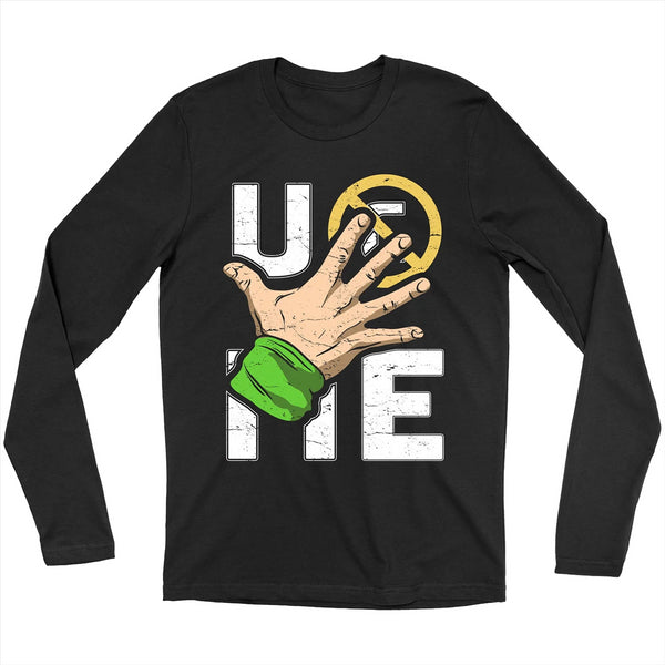 WWE Men's Black T-Shirt John Cena LS Graphic Top