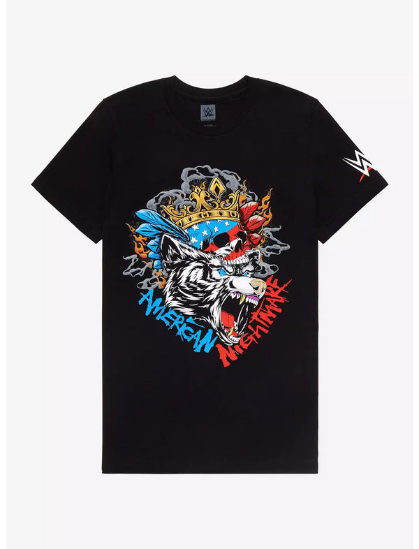WWE Men's Black T-Shirt Cody Rhodes Nightmare Graphic Top