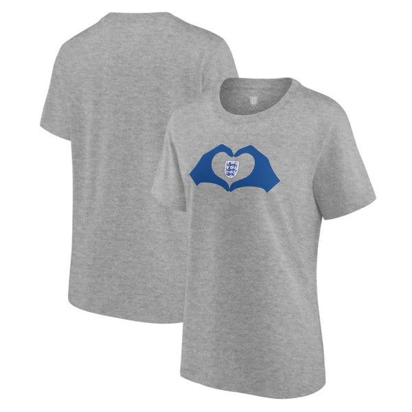 England Women's Football T-Shirt Heart Hands Grey T-Shirt