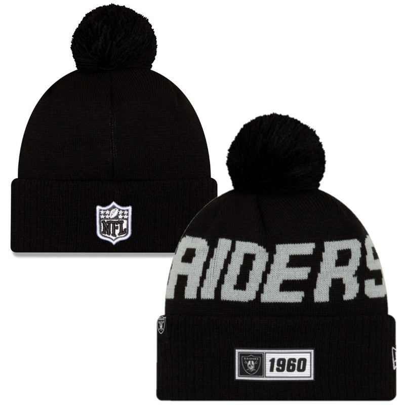 Las Vegas Raiders Beanie New Era NFL Sideline Adult Bobble Hat