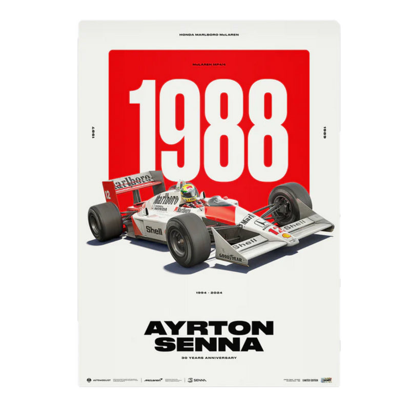 Ayrton Senna F1 Poster McLaren MP4/4 30 Years of Legacy Print