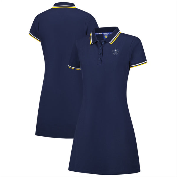 Leeds United Polo Shirt Dress Women's Football LUFC Navy Top