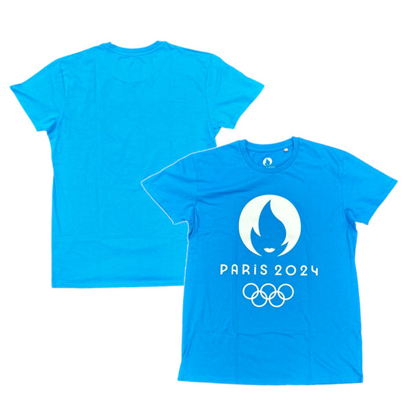 Paris Olympics T-Shirt Women's Pop Out Logo Graphic Blue Top