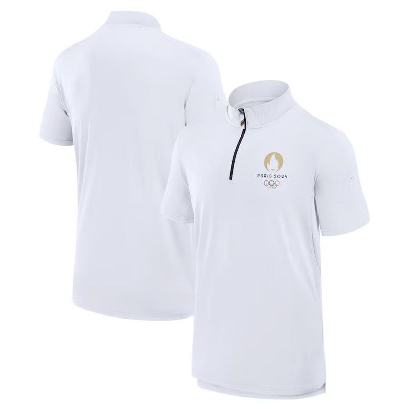Olympics Men's 1/4 Zip T-Shirt Small Logo White Top