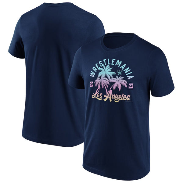WWE Wrestlemania Men's T-Shirt Palm Trees Navy T-Shirt