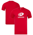 Saracens Men's Rugby T-Shirt Castore Red Core Top