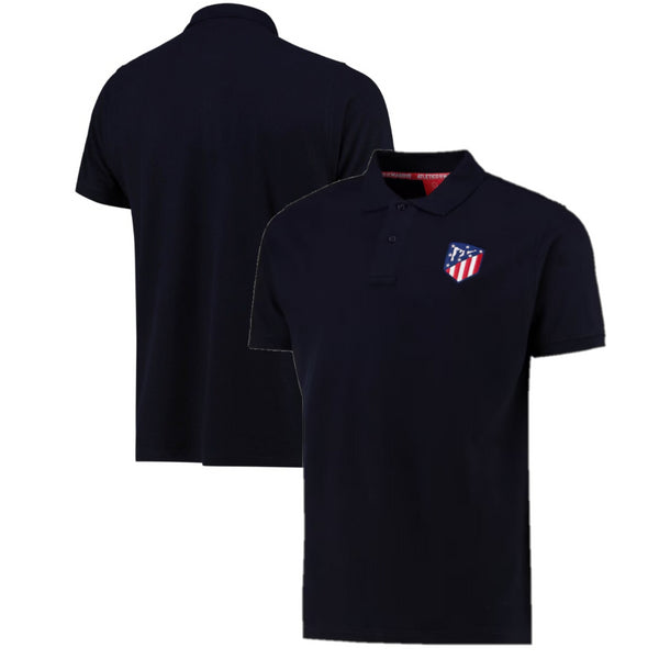 Atletico Madrid Football Polo Kid's Navy Core Crest Polo Shirt