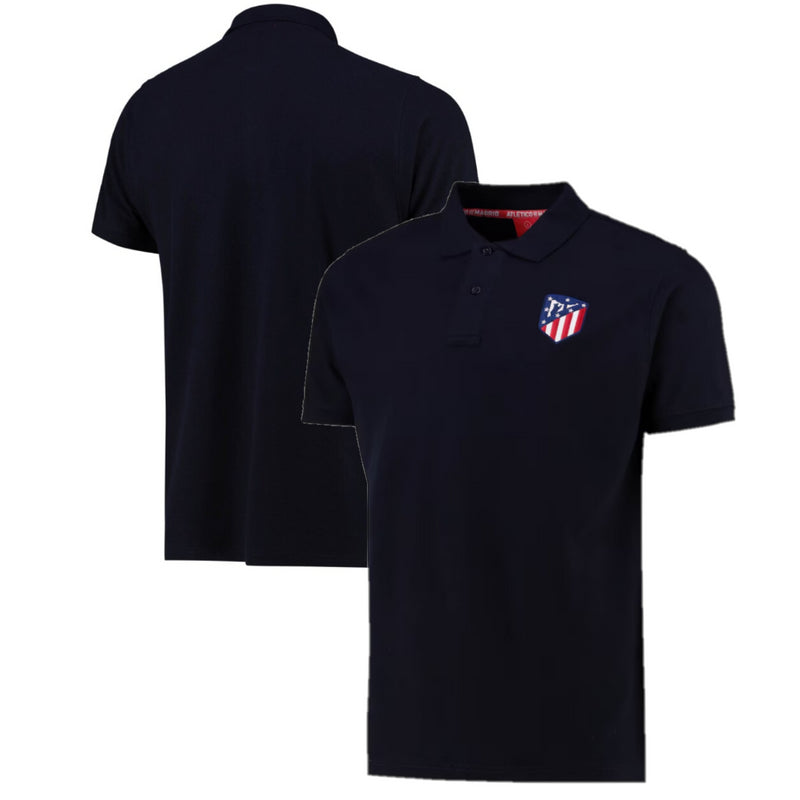 Atletico Madrid Football Polo Kid's Navy Core Crest Polo Shirt
