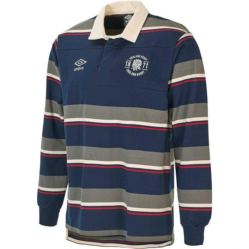 England Rugby Men's Polo Umbro Colour Block LS Polo Shirt