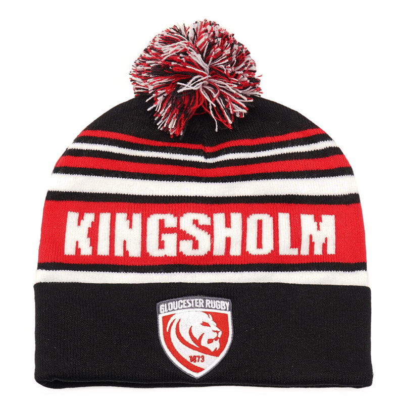 Gloucester Rugby Adult Beanie Oxen Kingsholm Text Bobble Hat