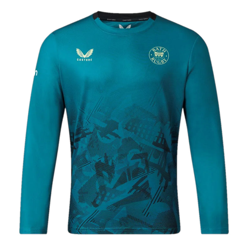 Bath Rugby Castore T-Shirt Men's Training LS Blue Top