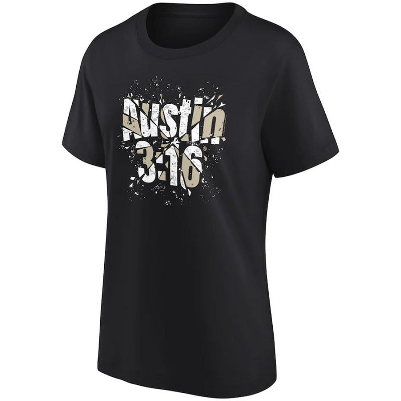 Steve Austin Women's T-Shirt WWE Black Shattered Logo T-Shirt