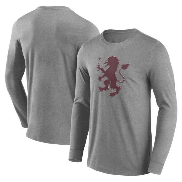 Aston Villa Football T-Shirt Men's Chromatic LS Sports Grey Top