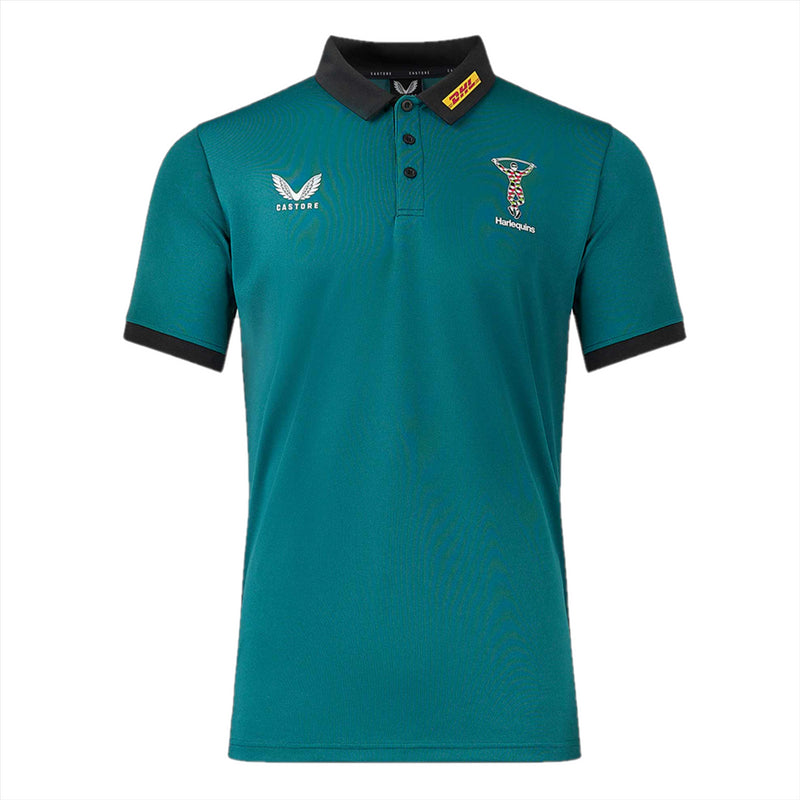 Harlequins Rugby Polo Shirt Men's Castore S/S Travel Top