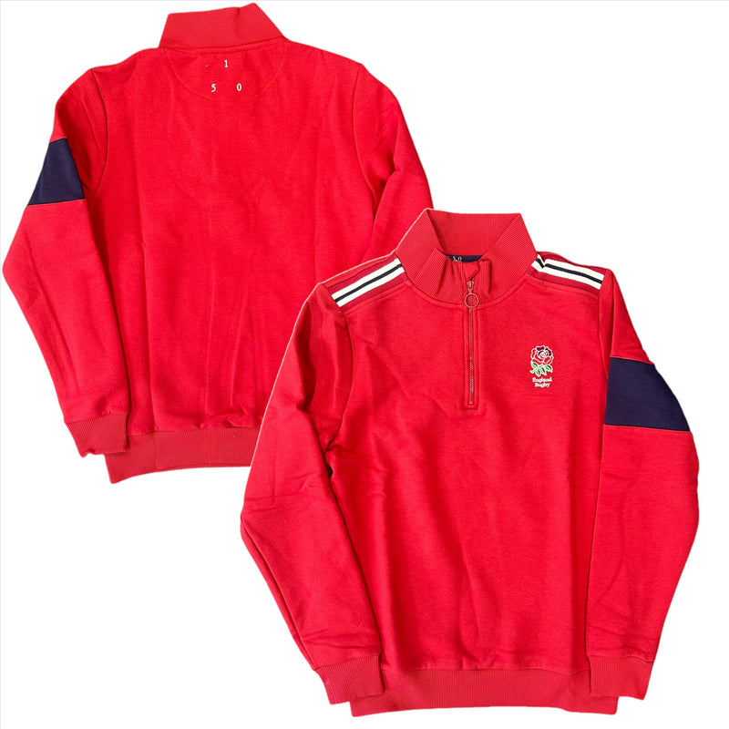 England Rugby Men's Sweatshirt Red 1/4 Zip Logo Sweatshirt
