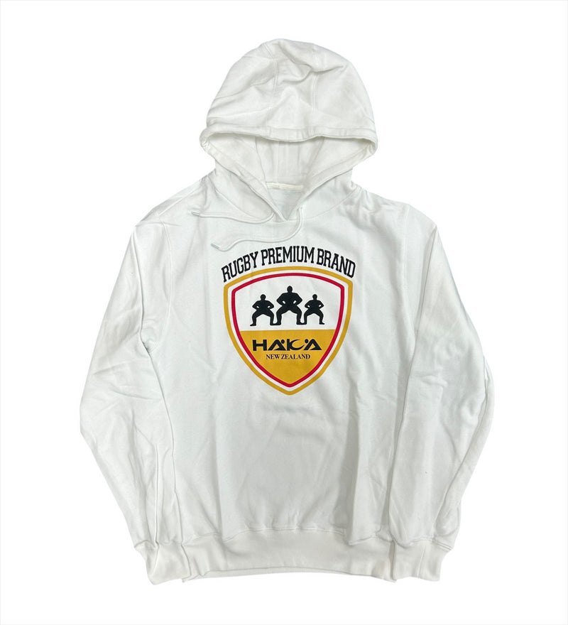 Haka New Zealand Hoodie Men's Rugby Heritage Shield White Top