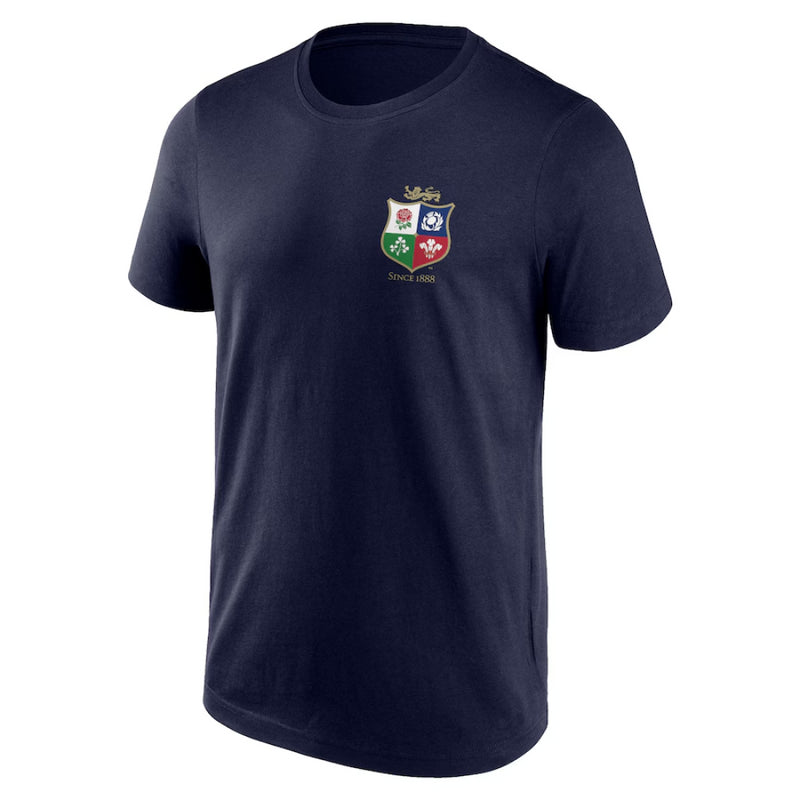 British & Irish Lions T-Shirt Men's Rugby Navy Small Crest Top