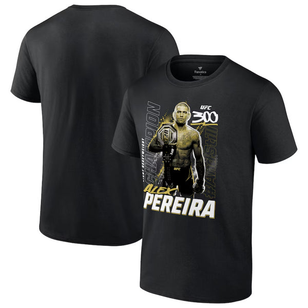 UFC Alex Pereira T-Shirt Men's UFC 300 Champion Black Top