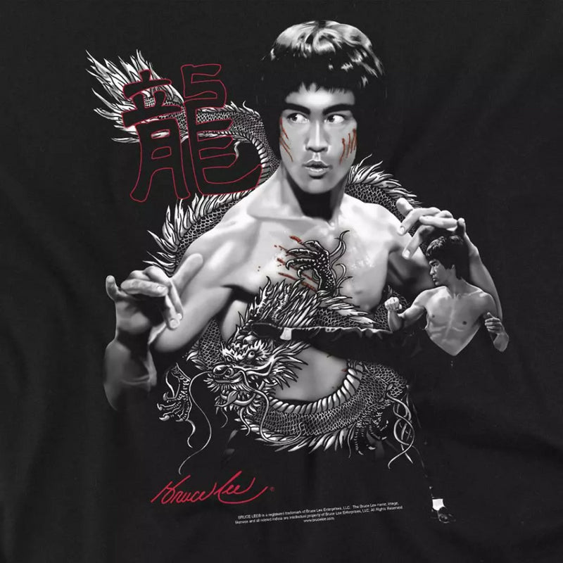 Bruce Lee Men's T-Shirt Dragon Black Top