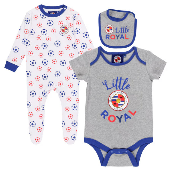 Reading Football Baby Set White/Grey 3 Piece Baby Suit Set