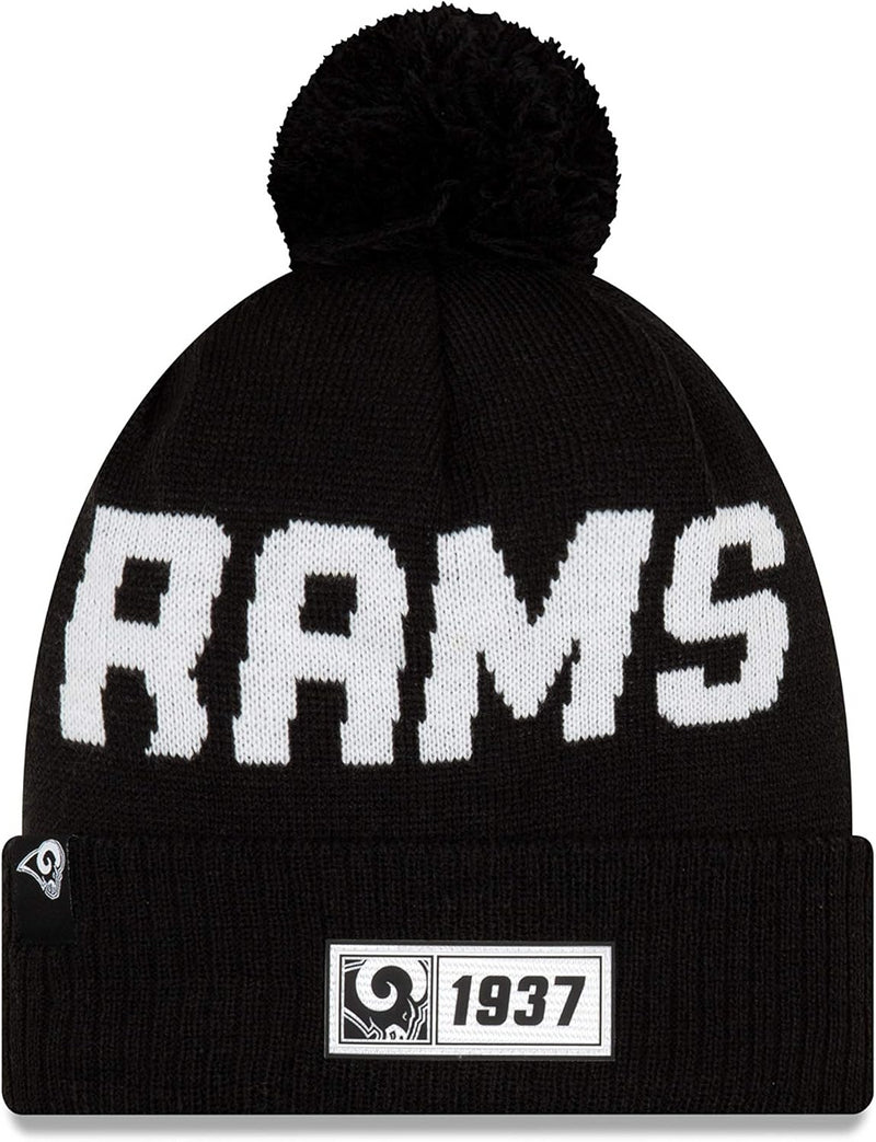 Los Angeles Rams Beanie Adult New Era Sideline Road Black Hat