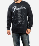 Fender Guiter Black T-Shirt Logo Men's LS Top