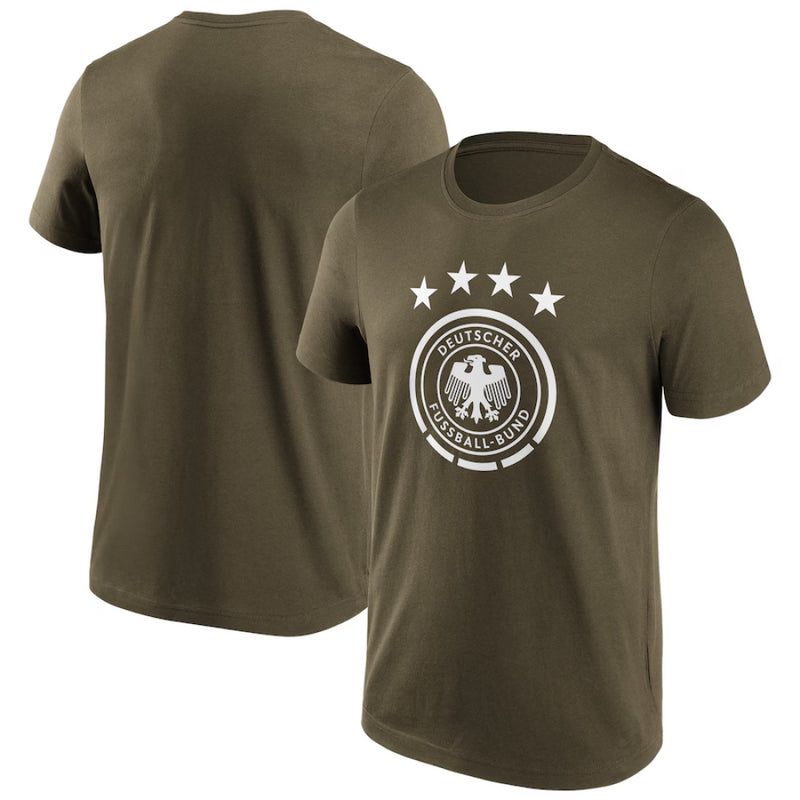 Germany Men's Football T-Shirts Mono Logo Graphic Khaki Top