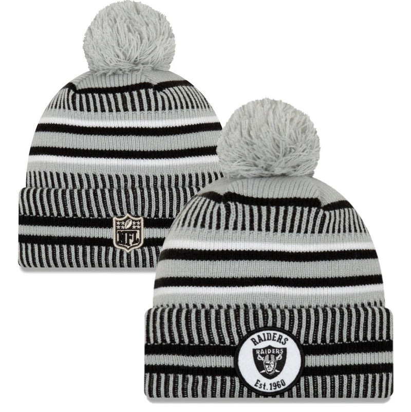 Las Vegas Raiders Beanie Adult New Era Grey Sideline Hat