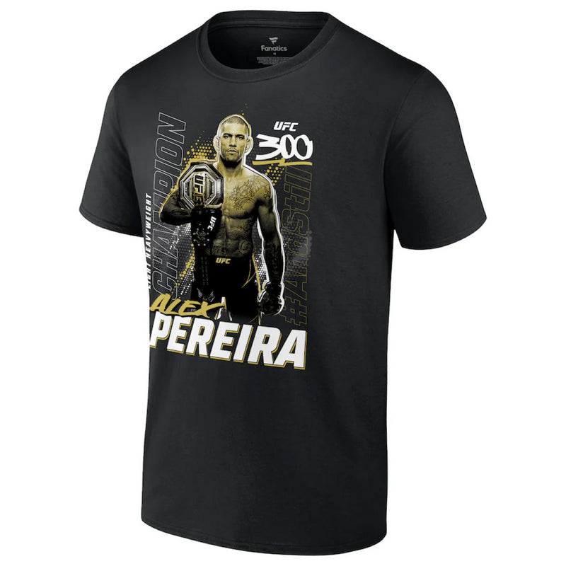 UFC Alex Pereira T-Shirt Men's UFC 300 Champion Black Top
