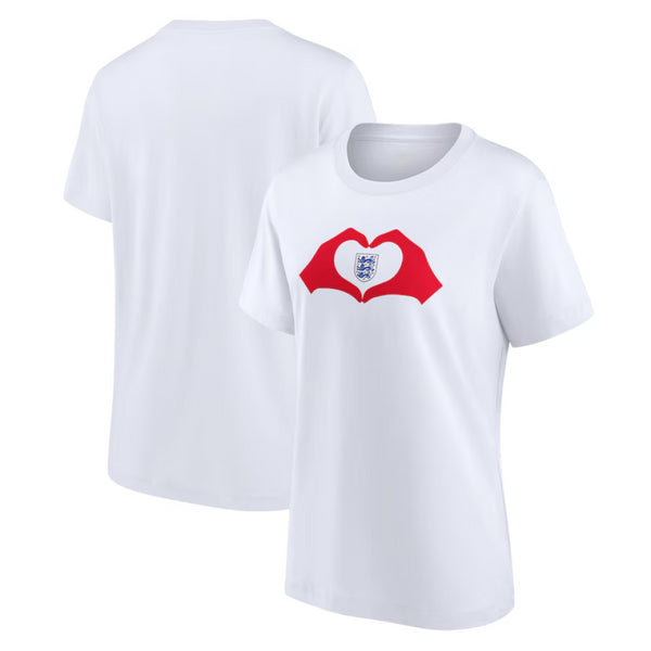 England Women's Graphic T-Shirt Football Heart Hands Logo Top
