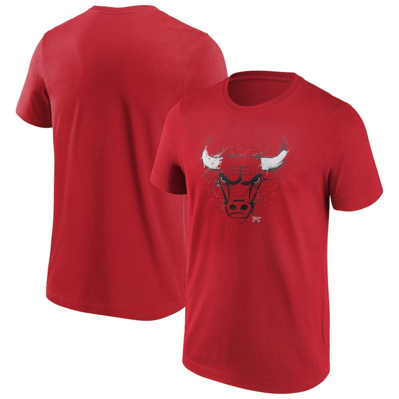 Chicago Bulls NBA T-Shirt Men's Splatter Red Logo Top