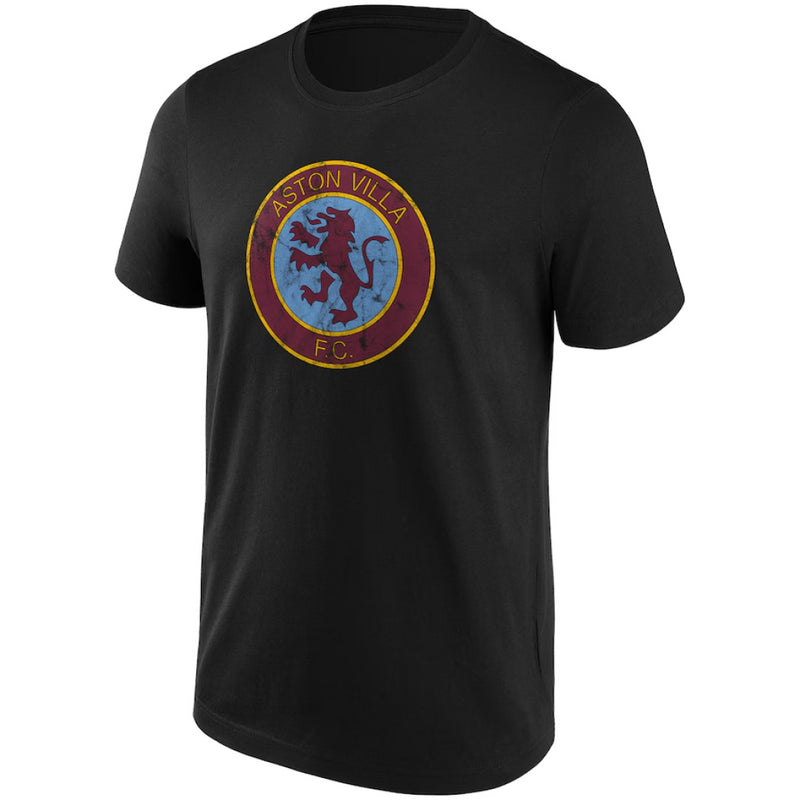 Aston Villa Football T-Shirt Men's Distressed Retro Logo Top