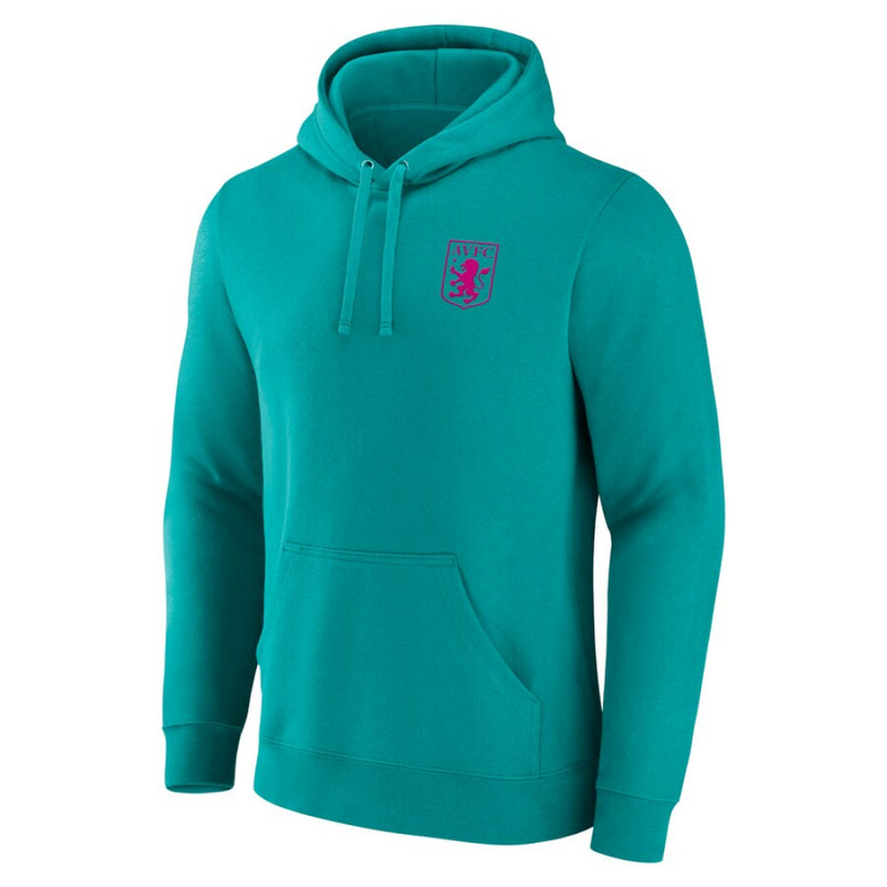 Aston Villa Men's Hoodie Football Small Crest Aqua Hoodie