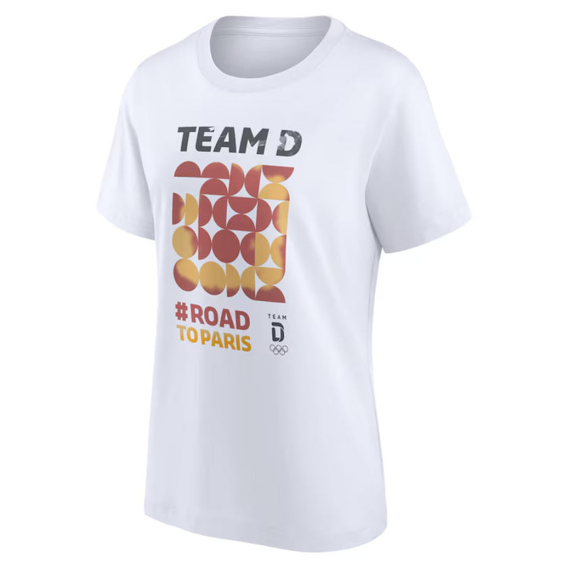 Team D Women's T-Shirt Olympics White Road To Paris Line Top