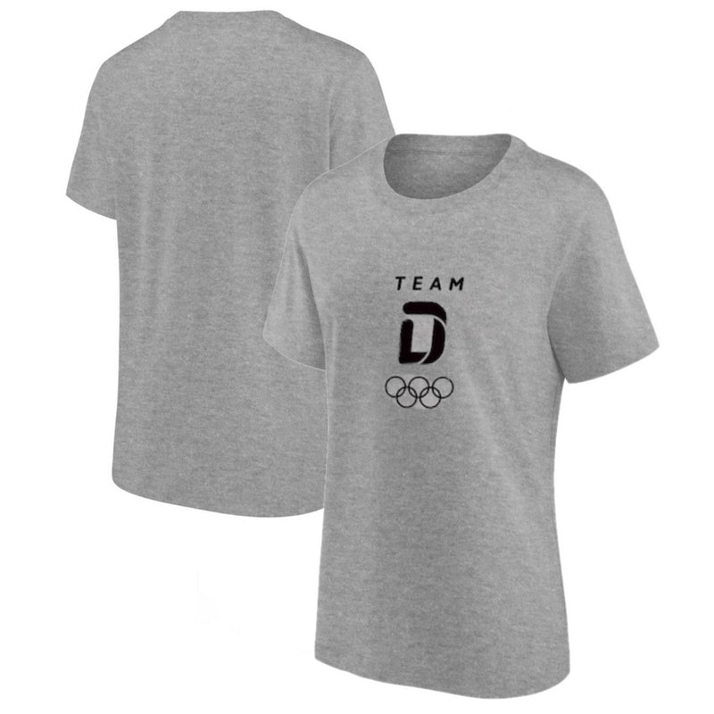 Team D Women's T-Shirt Olympics Grey Mono Logo Graphic Top