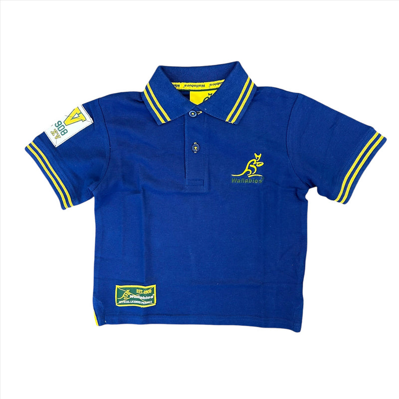 Wallabies Rugby Kid's Polo Blue Short Sleeve Polo Shirt Top