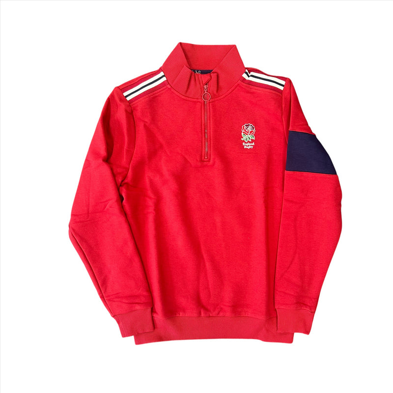 England Rugby Men's Sweatshirt Red 1/4 Zip Logo Sweatshirt