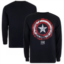 Marvel Comics Men's T-Shirt Black Logo Long Sleeve Top